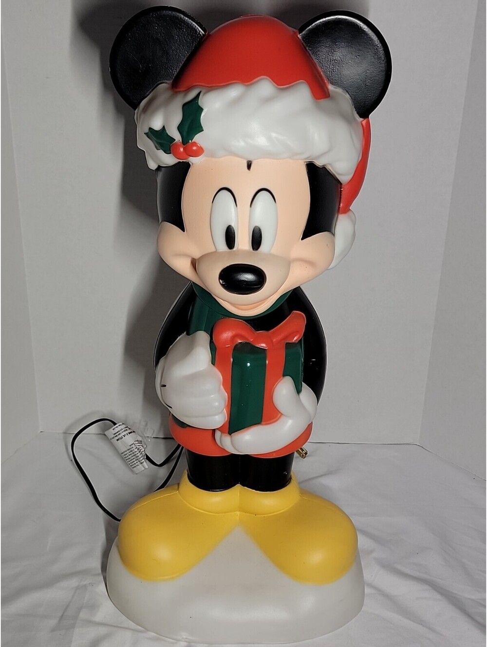 Disney Gemmy Mickey Mouse Lighted Blow Mold Present With Bow 24” Christmas